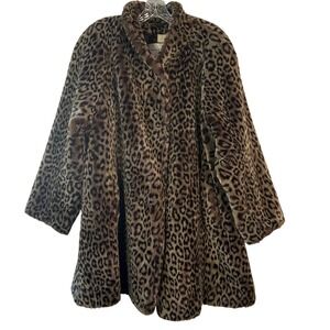 CDV Comme Du Vrai Vintage Paris Leopard Faux Fur‎ Coat XL Statement Jacket
